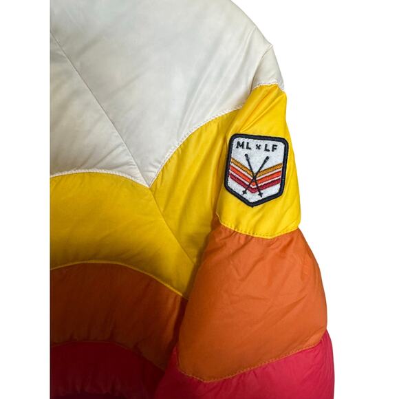 Marine Layer NEW ML X LF Apres Puffer Antique White Mullti Colorblock Size XS - Picture 8 of 15